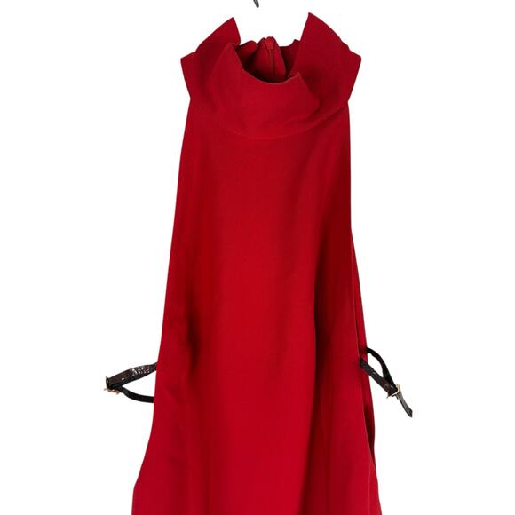 Ceren Ocak Belt Detailed Maxi Dress Halter Neck Formal Evening Elegant Red Sz XS - Picture 6 of 14